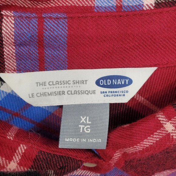 Old Navy The Classic Shirt Plaid Long Sleeve Knit Button Down Womens XL Multi - Picture 5 of 11